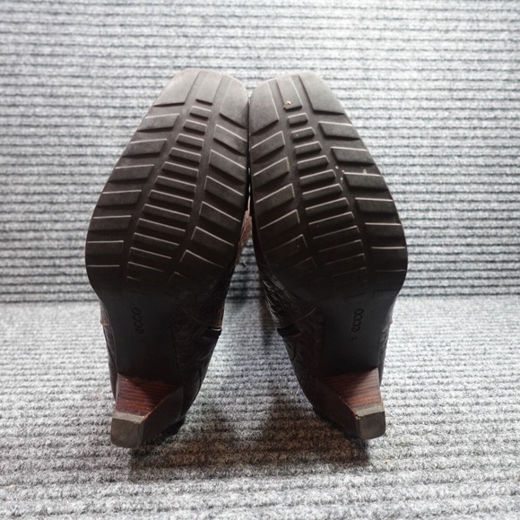 ECCO Boots Womens 9.5 Brown Croc Crocodile Zip Knee high Heels - Picture 6 of 11